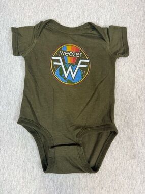 Weezer Band Logo Baby Onesie - Olive Green - 0–3 Months